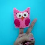 Pink Felt Owl Finger Puppet