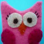 Pink Felt Owl Finger Puppet