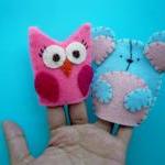 Pink Felt Owl Finger Puppet