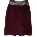 Suede Skirt Leather Burgund..