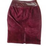 Suede Skirt Leather Burgund..