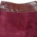 Suede Skirt Leather Burgund..