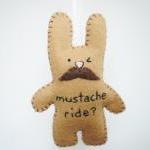 Mustache Bunny Plush - hand..