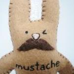 Mustache Bunny Plush - hand..