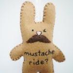 Mustache Bunny Plush - hand..