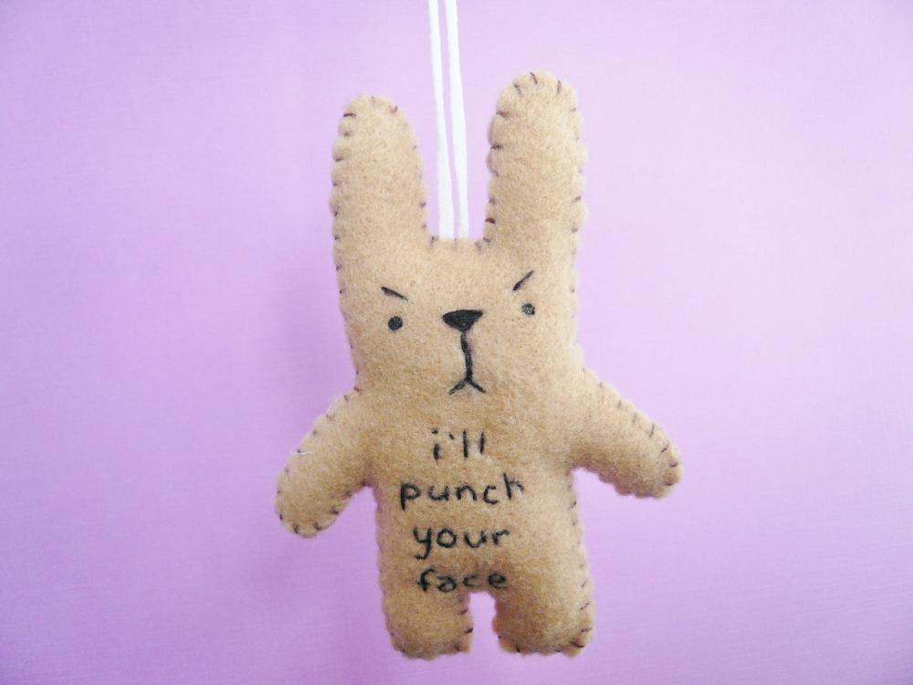 Funny ornaments, I'll punch your face, funny bunny