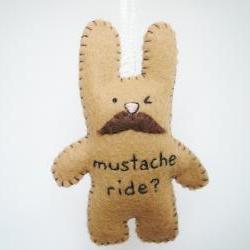 Mustache Bunny Plush - handmade ornament